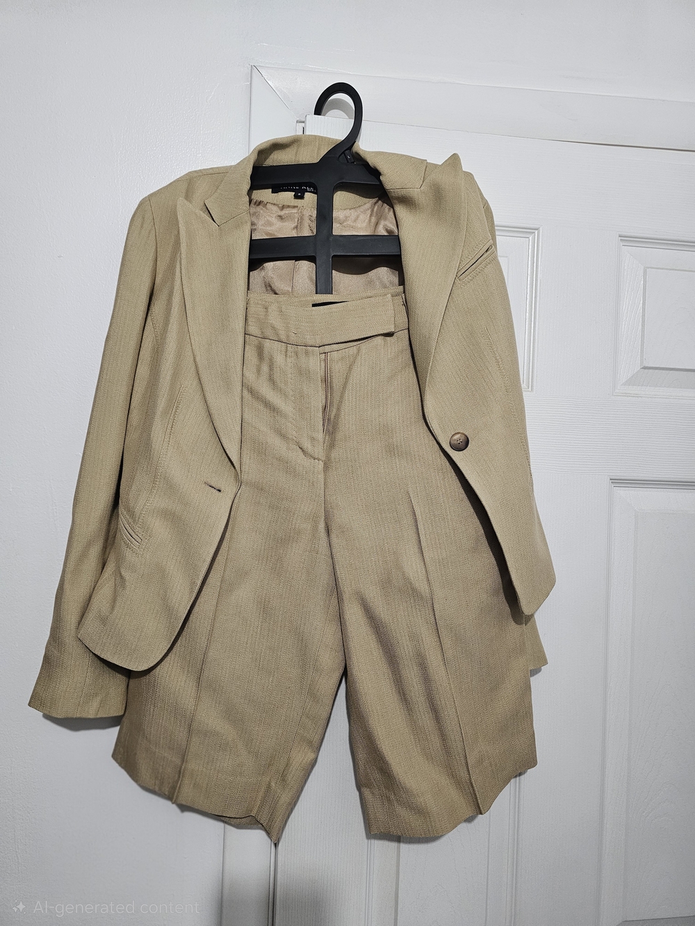Women's Tan Suit Jacket & Shorts Set
